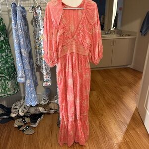 Free People Coral Floral Maxi Dress